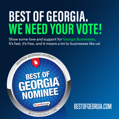 Flamingo Custom Carts "Best of Georgia" nominee graphic and voting call to action.