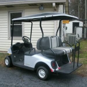Custom golf cart with premium wheels and accessories by Flamingo Custom Carts in Atlanta