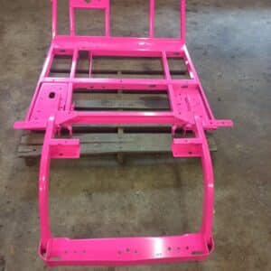 Pink golf cart frame transformation, custom cart build progression