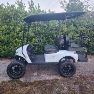 Customized golf cart build showcasing Flamingo Custom Carts transformation process